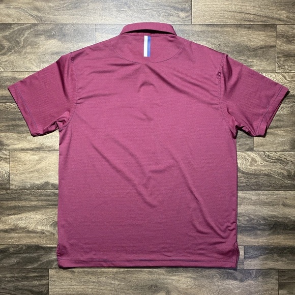 RHOBACK Polo Golf Shirt Men’s L Performance Stretch Red Blue Birdie Microstripe - Picture 2 of 9